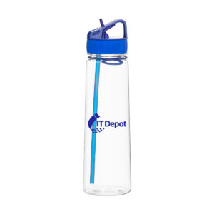 h2go Angle Single Wall Plastic Water Bottle w/Straw